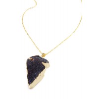 Eggplant Purple Arrow Head Druzy Stone Pendant Necklace